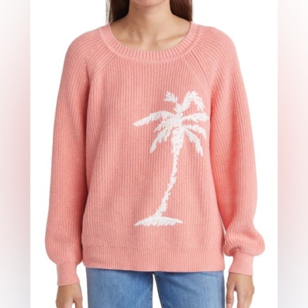 Tommy Bahama Breezy Palm Cotton Crewneck Pullover Coral Heather Size M
